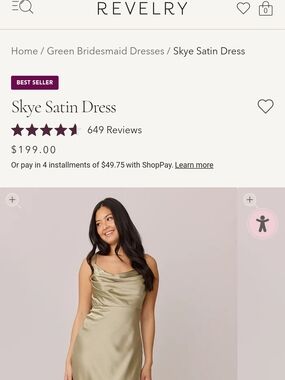 Revelry Skye Satin Bridesmaid Dress in Silver Sage